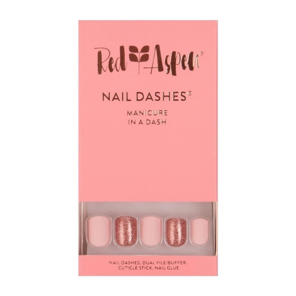 Red Aspen Nail Dash, Gidget’s Rose Gold Dress
